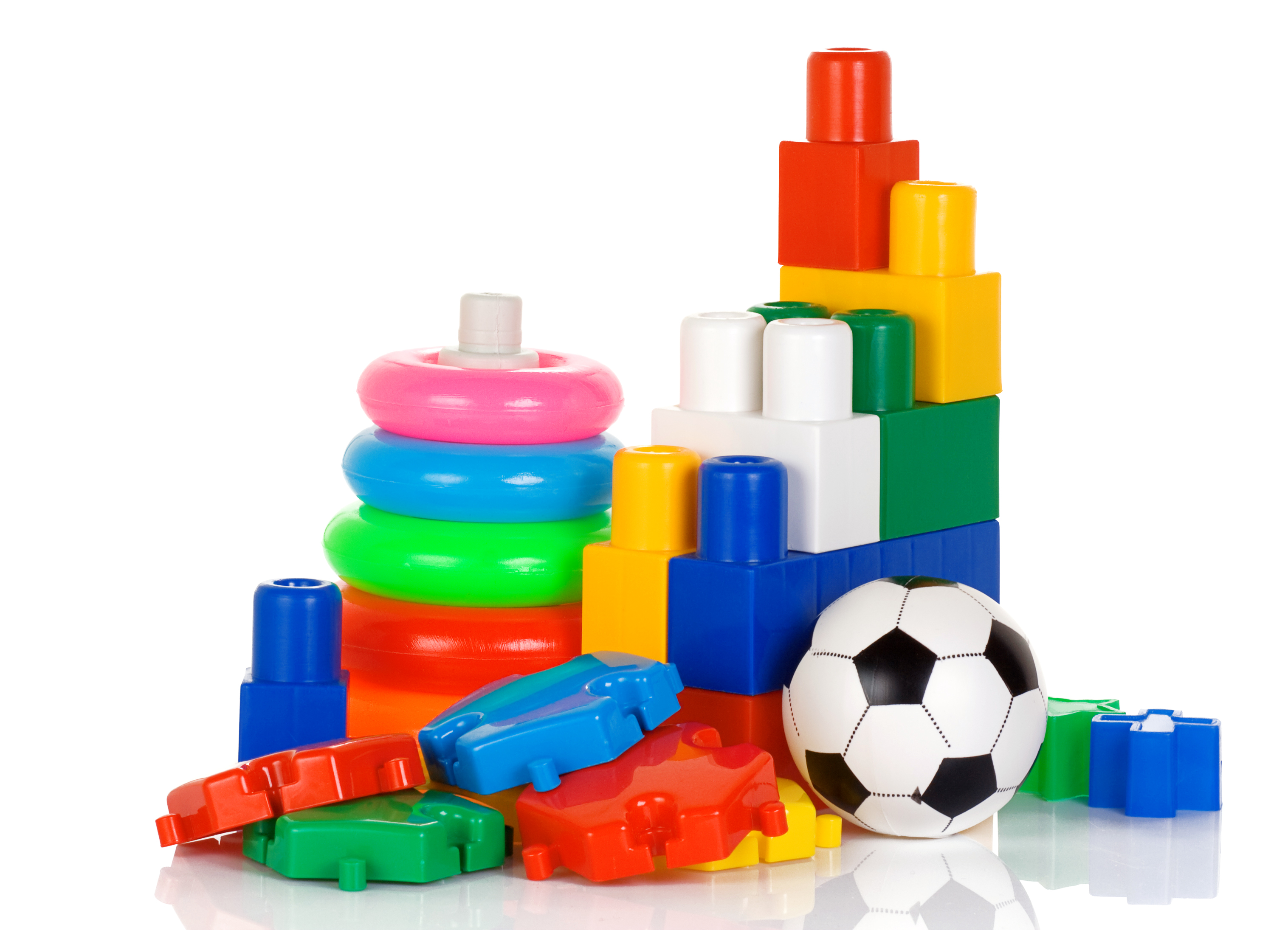 colorful plastic toys isolated on white colorful plastic toys isolated on white background